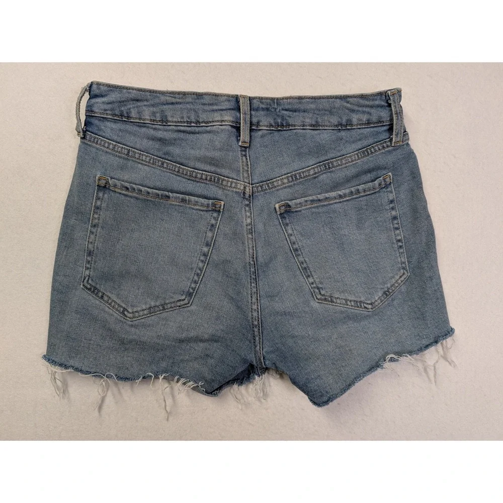 Old Navy Womens OG Straight Jean Shorts 8 High Rise Cut off Blue Denim